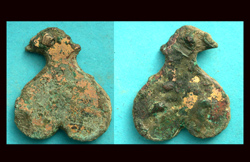 Belt End, Heart-shaped with Gold Leaf, ca. 4th Cent AD, RARE!